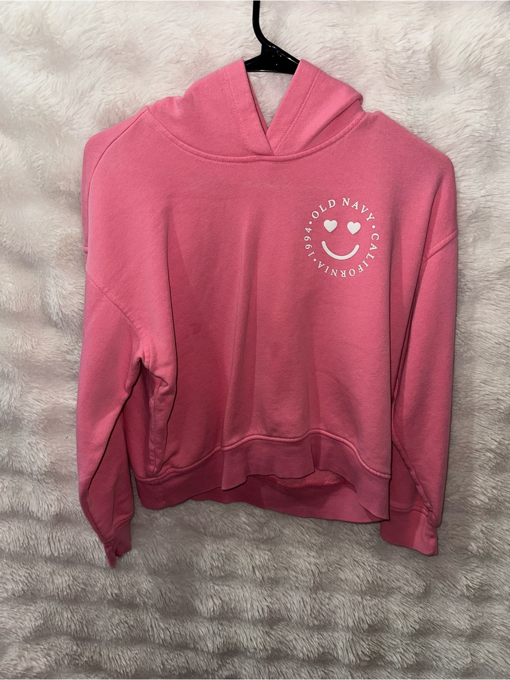 Old Navy Pink Crewneck Hoodie with Smiley-Heart Logo
